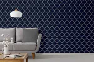 Crystal Trellis Wallpaper Blue / Silver Debona 8894