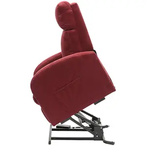 Single Motor Rise and Recline Lounge Chair - Wine Coloured Suedette Material