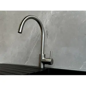 Liquida W06BN Swan Neck Single Lever Monobloc Brushed Nickel Kitchen Mixer Tap