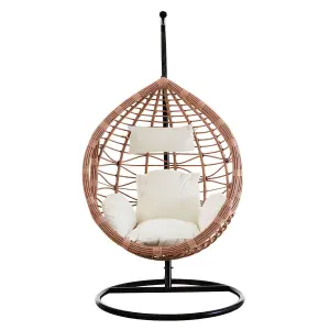 Interiors by Premier Stable Natural Rattan Effect Hanging Chair, Stylish Lounge Chaiir, Versatile Garden Chair, Stable Lawn Chair