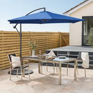 Banana Parasol 3m Large Garden Umbrella - Navy