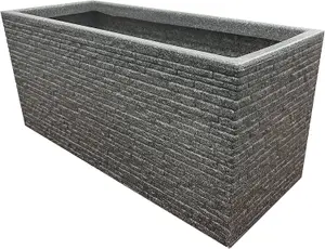 2 x Brick Slate Effect 60cm Grey Long Lightweight Rectangular Deep Gardening Flower Plant Pot