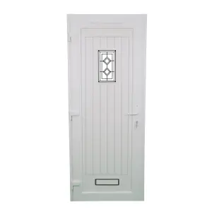 Fortia Curral Frosted Glazed Anthracite RH External Front Door set, (H)2085mm (W)920mm