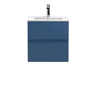 Urban 505mm Wall Hung Single Vanity Unit Satin Blue