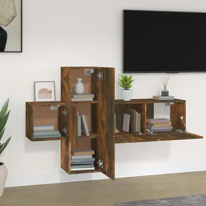 Berkfield 3 Piece TV Cabinet Set Smoked Oak Engineered Wood