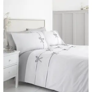 Milo Bow Duvet Cover Set with Pillowcases White / King Duvet Cover + 2 Standard Pillowcases