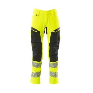 Mascot Accelerate Safe Trousers with Kneepad Pockets - Hi-Vis Yellow/Black   (38.5) (Leg Length - Long)