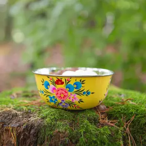 BillyCan 6pc Hand-Painted Picnic Snack Bowls Set - 14.5cm - Multicolour Pansy