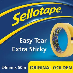 Sellotape Strong & Sticky Original Golden Tape Comes with a Easy Starter Tab,50m