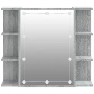 Berkfield Mirror Cabinet with LED Grey Sonoma 70x16.5x60 cm