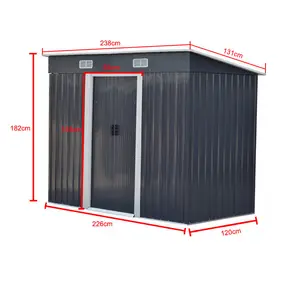 8ft. W x 4ft. D Metal Pent Garden Shed Black