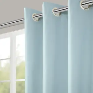 Hiva Light blue Solid dyed Lined Eyelet Curtain (W)117cm (L)137cm, Pair