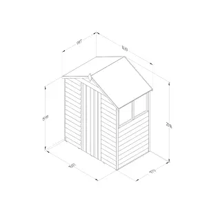 Forest Garden 5x3 ft Apex Wooden Shed with floor & 2 windows