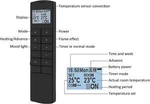 Roxby Electric Fire - Black with 35mm Spacer Kit