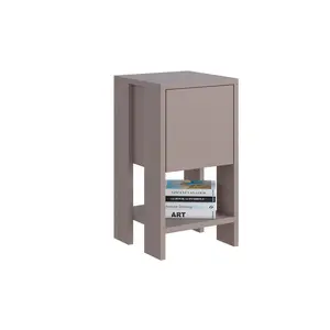 Atharv Bedside Table with Drop-Door Storage and Open Shelf for Versatile Living Dark Grey