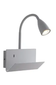 Luminosa Gulp Flexible Arm Reading Usb Wall Lamp Shelf, White, GU10