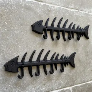 Cast Iron Fish Bone Wall Hook Rack