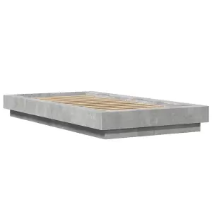 Berkfield Bed Frame with LED Lights without Mattress Concrete Grey 90x200cm