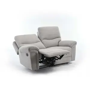 Fosse 2 Seater Manual Recliner Fabric Modern Living Sofa Light Grey