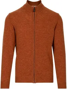 House Of Bruar Men's Country Lambswool Zip Jacket - Warm Ginger