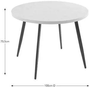 Dunelm Zuri 4 Seater Round Dining Table, Concrete Effect, Industrial, Grey