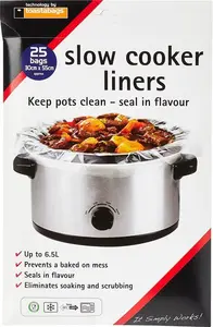 Toastabags Slow Cooker Plastic Liner (Pack Of 25) Transparent, Packing May Vary