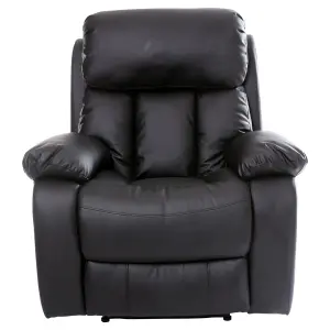 Chester Bonded Leather Recliner Armchair Sofa Home Lounge Chair Reclining Gaming (Black)