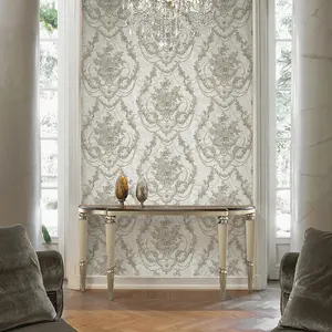 Perla Floral Damask Wallpaper Debona Textured Vinyl Natural Metallic Glitter