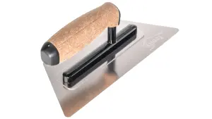 Toolty Flexible Trapezoidal Trowel with Cork Handle on Aluminium Foot 240mm Stainless Steel for Finishing Plastering Smoothing DIY