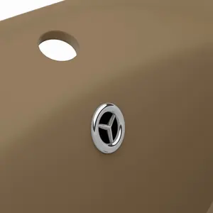 Belfry Bathroom Pearlene 390mm W Ceramic Oval Sink with Overflow Cream