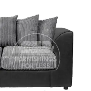 Luxor Jumbo Cord 3 + 1 + 1 Fabric 3 Piece Sofa Suite - Scatter Back Black and Grey