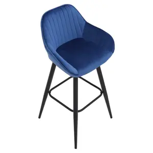 Hennen 76cm Bar Stool Black/Gold / Blue