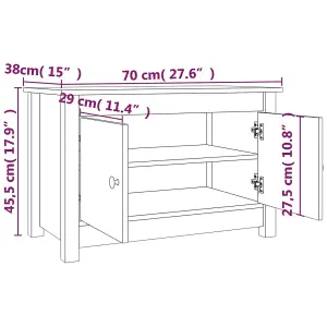 Berkfield Shoe Cabinet Black 70x38x45.5 cm Solid Wood Pine