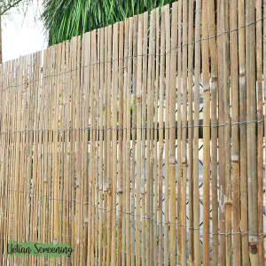 Bamboo Slat Screening Fence Roll Natural Bamboo Privacy Garden Wind Outdoor Sun Protection Shield Panel (1.2m x 4m)