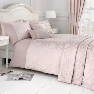 Avonia Polyester Floral Bedspread Blush Pink