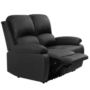 Comfy Living Reclining Faux Leather Sofa In Black 2 Piece