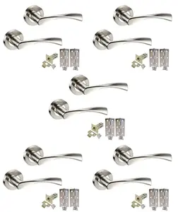 5 Sets of Golden Grace Twist Astrid Chrome Door Handles on Rose, Dual Finish, Lever Latch Pack