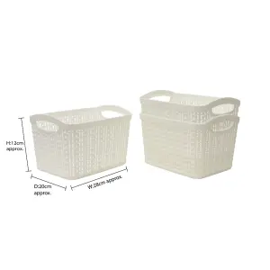 JVL Knit Design Loop Plastic Set of 3 Storage Box,  Ivory