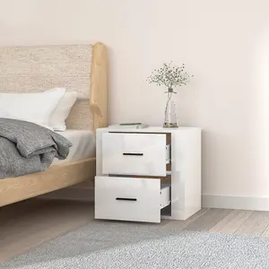 Berkfield Wall-mounted Bedside Cabinet High Gloss White 50x36x47 cm