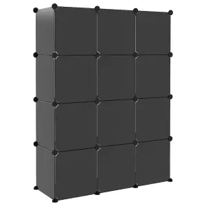 Berkfield Storage Cube Organiser with 12 Cubes and Doors Black PP