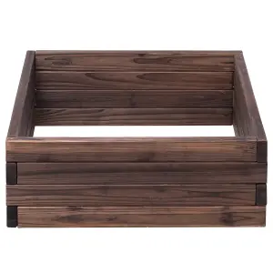 Costway Square Planter Box 60 x 60 cm Wood Raised Garden Bed Planter With Open-Ended Base