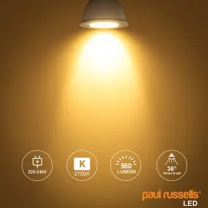 paul russells LED GU10 Light Bulb, 7W 700 Lumens, 75w Equivalent, 2700K Warm White, Ceiling Spotlights, Pack of 3