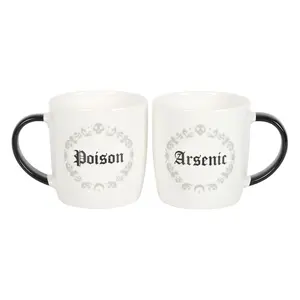 Something Different Poison And nic Mug Set (Pack of 2) White/Black (One Size)