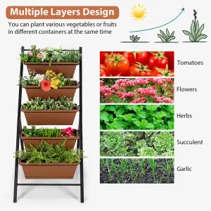 Costway 5-Tier Vertical Raised Garden Bed Freestanding Garden Planter with 5 Container Boxes