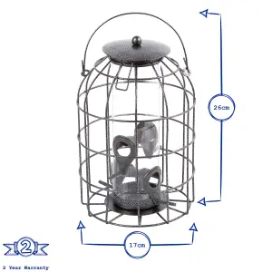 Redwood - Squirrel-Proof Metal Seed Bird Feeder - Grey