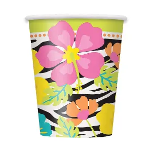 Unique Party Paper Wild Flowers Luau/Beach Party Party Cup (Pack of 8) Multicoloured (One Size)