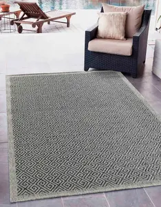 Modern Harper Greek Key Design Outdoor-Indoor Rugs Dark Grey 160x230 cm