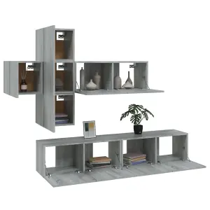 Berkfield 7 Piece TV Cabinet Set Grey Sonoma Engineered Wood