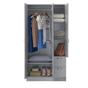 3 Door Double Wardrobe In Grey