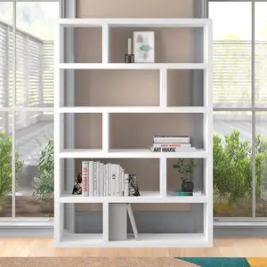 Jago 173cm H x 120cm W Geometric Bookcase White